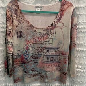 Alberto Makali Elegant Knit Sweater in Tan and Teal